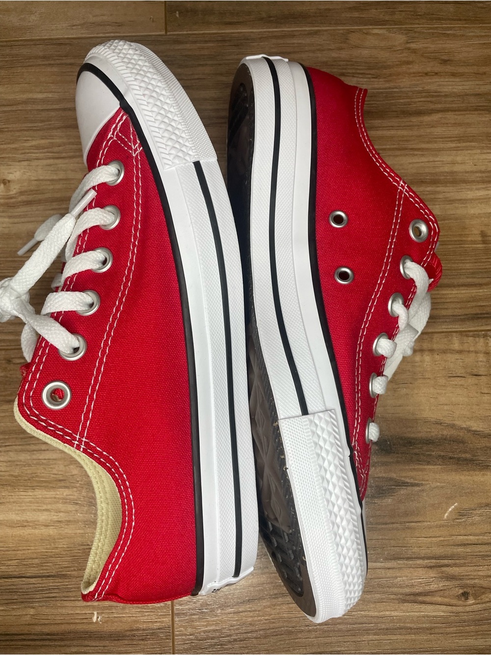 Converse Low Top Sneakers in Red and White - Picture 2 of 5